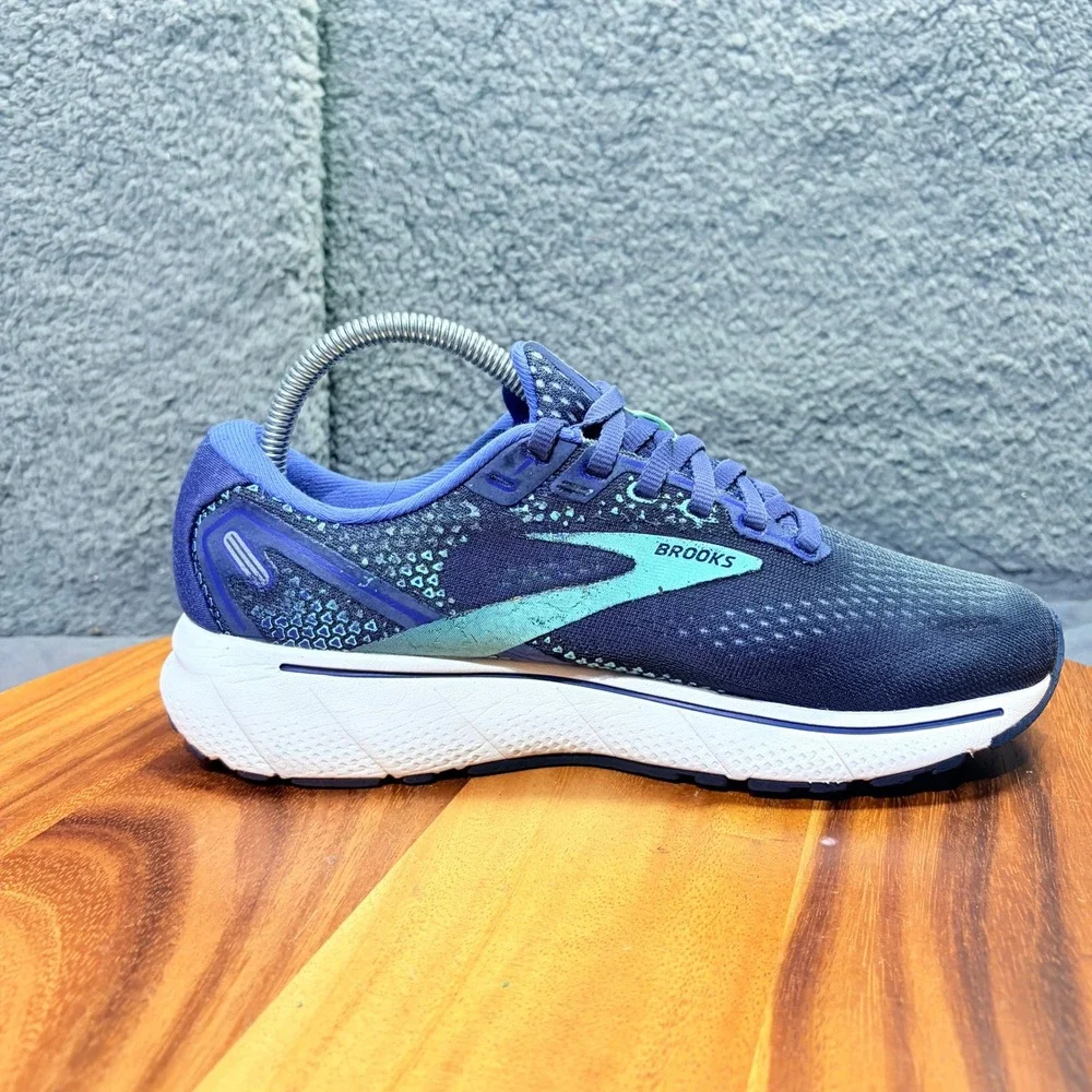 Brooks Ghost 14 Womens Running Shoes Navy Blue Aqua 1203561B446 Size 8.5 B